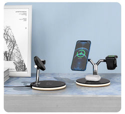 Compatible with Apple, 3 In 1 Magnetic Wireless Charger 15W Fast Charging Station For Magsafe Chargers