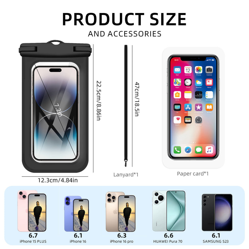 Outdoor Mobile Phone Waterproof Bag Swimming Diving Touch Screen PVC