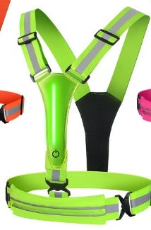 Night Running And Cycling Reflective Vest With Rechargeable Glow