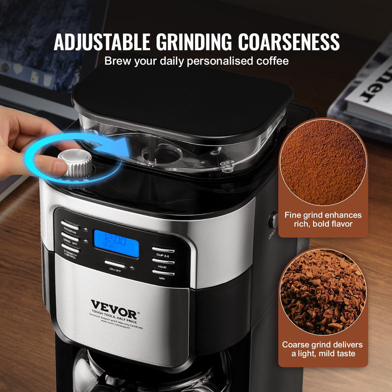 VEVOR 8-Cup Coffee Maker Drip Coffee Machine With 24-Hour Timer For Auto Brew
