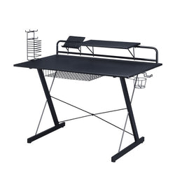 Techni Sport TS-200 Carbon Computer Gaming Desk With Shelving, Black
