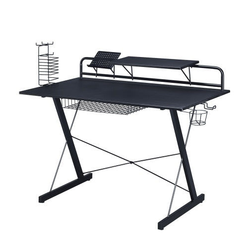 Techni Sport TS-200 Carbon Computer Gaming Desk With Shelving, Black