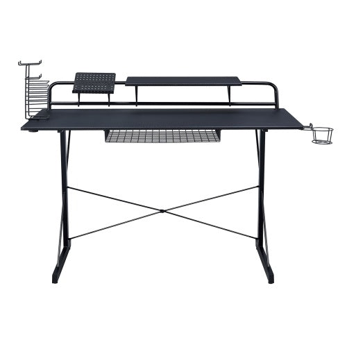 Techni Sport TS-200 Carbon Computer Gaming Desk With Shelving, Black