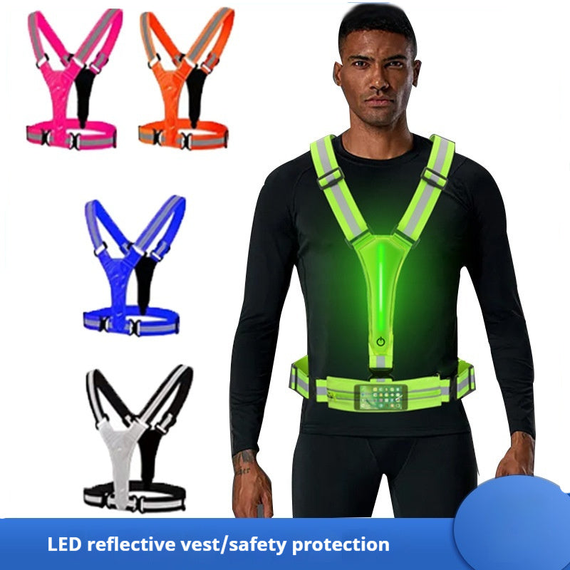 Night Running And Cycling Reflective Vest With Rechargeable Glow