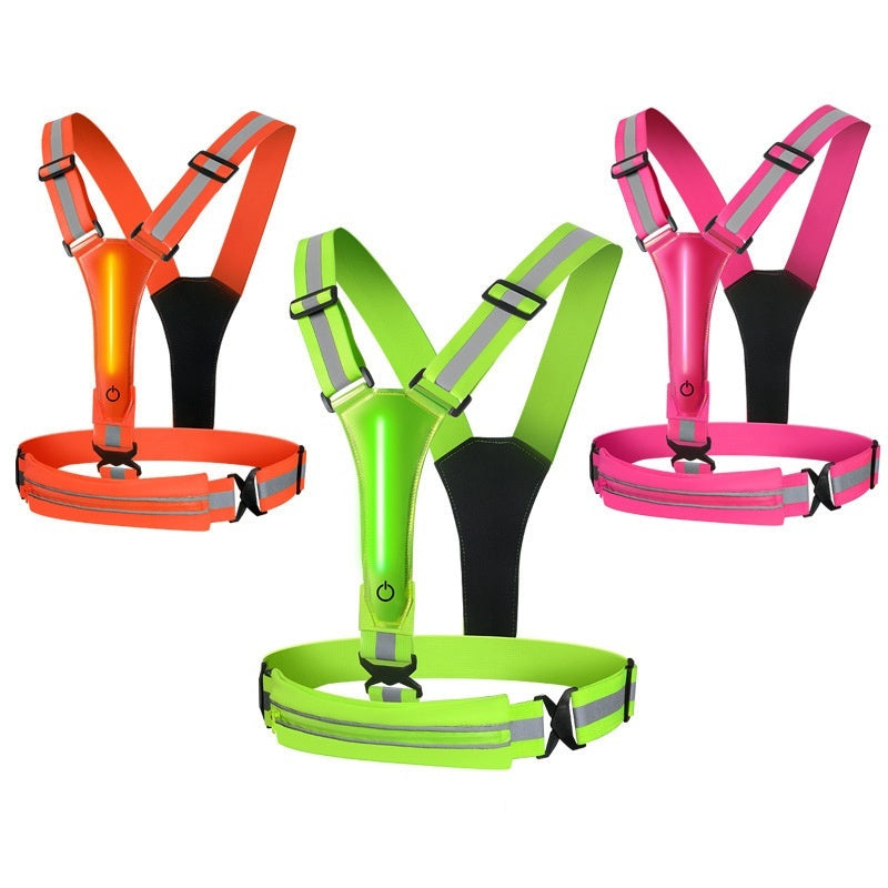 Night Running And Cycling Reflective Vest With Rechargeable Glow